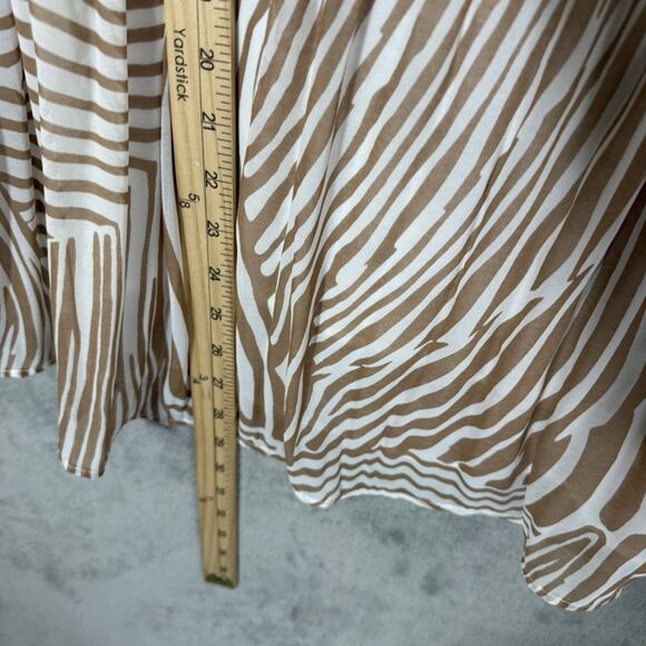 Chicos Tunic Top 2XL Size 4 Beige Babydoll Balloon 3/4 Sleeve Striped Flowy - Picture 5 of 11